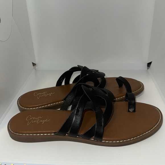 Crown Vintage Aravedi Ring Toe Leather Sandal Women’s size 7.5 - Picture 2 of 8